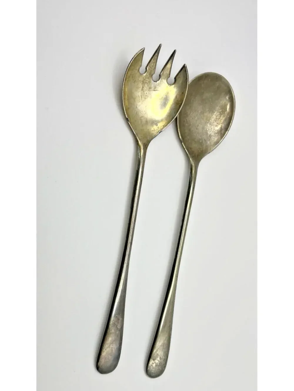 Vintage Italian Silverplated Serving Utensil Set Fork & Spoon 9